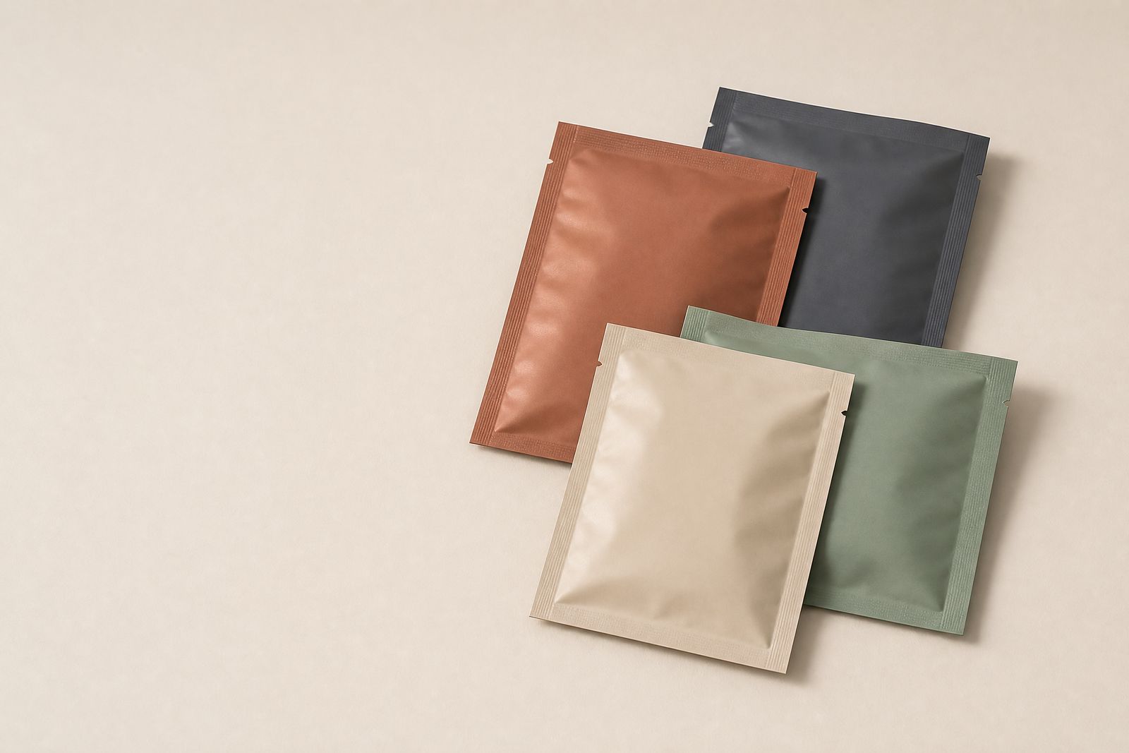 Unbranded lay flat pouch shown as an illustrative packaging-format reference