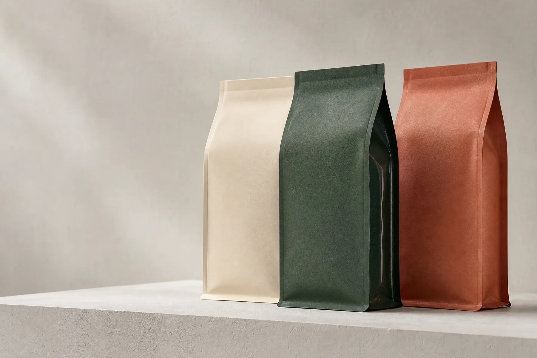 Custom flat bottom pouches with stable shelf base